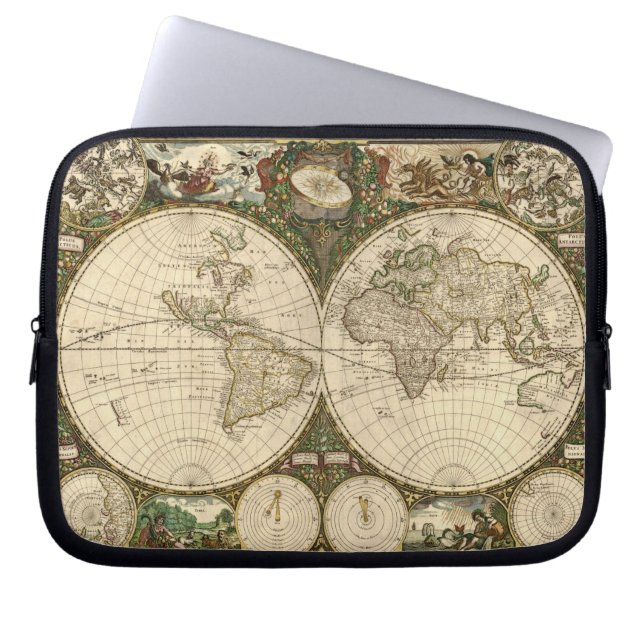 Capa Para Notebook Mapa do mundo 1660 da antiguidade por Frederick de (Frente)