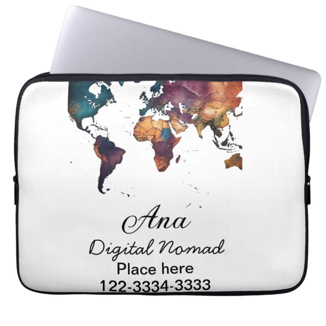 Capa Para Notebook Mapa do mundo adicione seu nome texto localidade t (Frente)