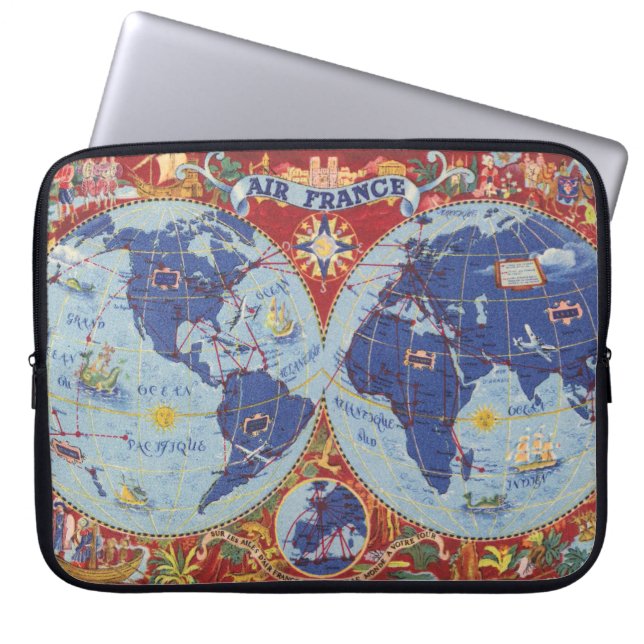 Capa Para Notebook Mapa do Mundo da Air France (Frente)