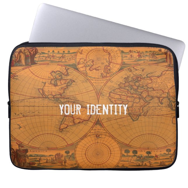 Capa Para Notebook Mapa do Mundo Vintage (Frente)