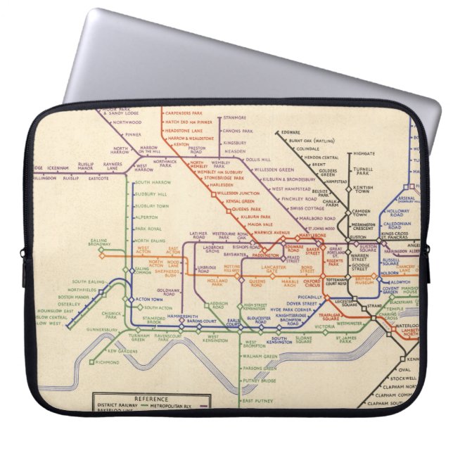 Capa Para Notebook Mapa dos Caminhos de Ferro Subterrâneos de Londres (Frente)