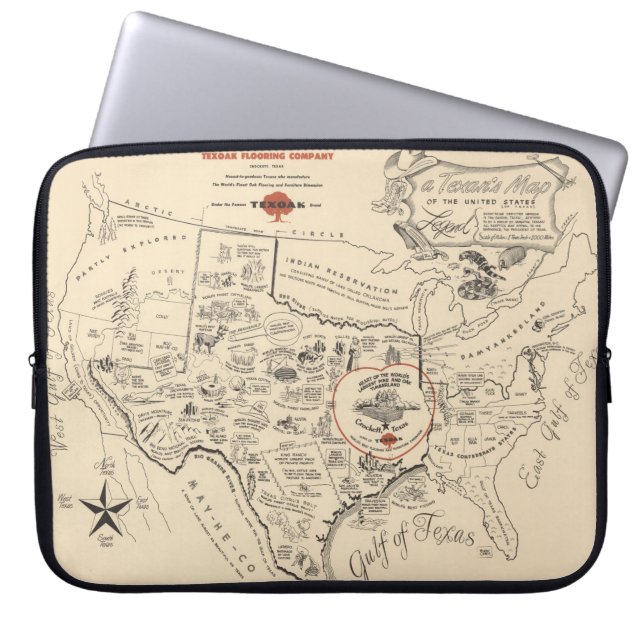 Capa Para Notebook Mapa dos Estados Unidos do Texas (Frente)