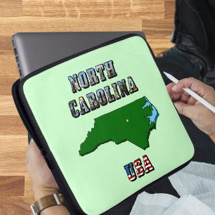 Capa Para Notebook Mapa e Texto da Carolina do Norte