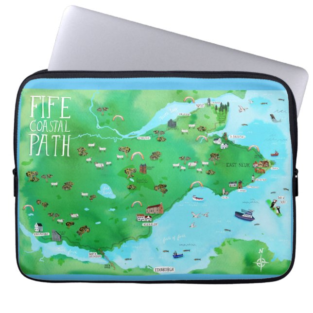 Capa Para Notebook Mapa Ilustrado da Fife Coastal Path Scotland (Frente)
