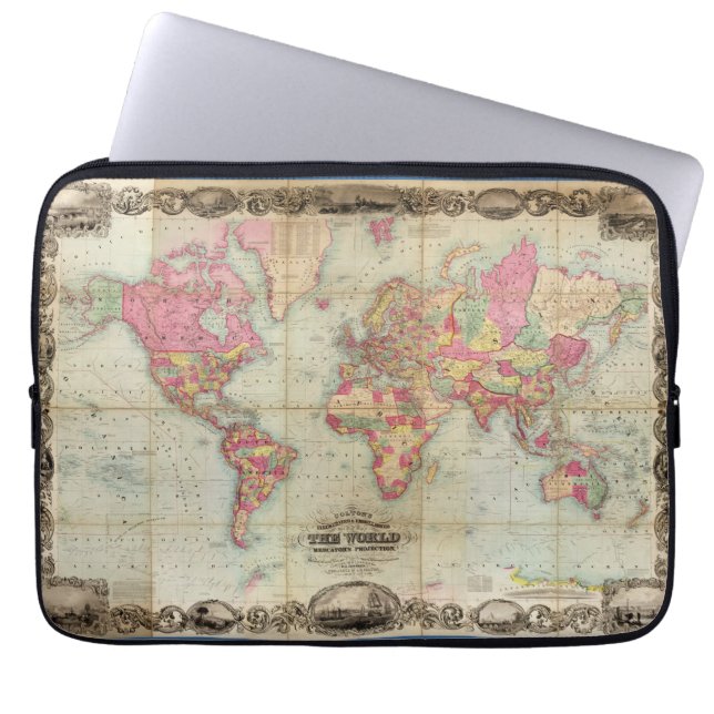 Capa Para Notebook Mapa mundial antigo de John Colton, cerca de 1854 (Frente)