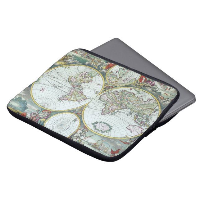 Capa Para Notebook Mapa Mundial Antigo do Século XVII, Frederick De W (Frente Topo)