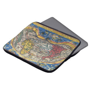 Capa Para Notebook Mapa Mundial Antigo em Forma de Coração de Peter A