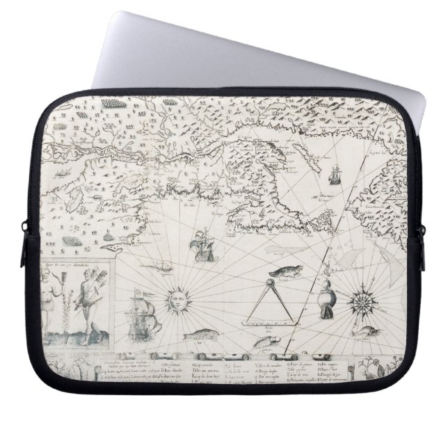 Capa Para Notebook Mapa Mundial Medieval Quebec Nova França América (Frente)