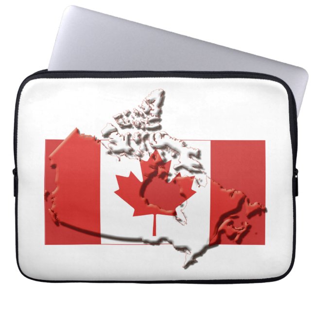 Capa Para Notebook Mapa Patriótico de Computador do CANADÁ - Branco (Frente)