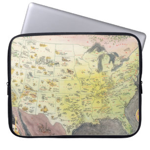 Capa Para Notebook Mapa Pictórico da América - Desenhos de Cartoon
