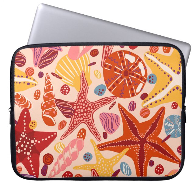 Capa Para Notebook Mar de Verão escandinavo: Padrão de Starfish (Frente)