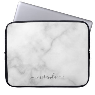 Capa Para Notebook Marble Branco de Nome Personalizado de Script Mode
