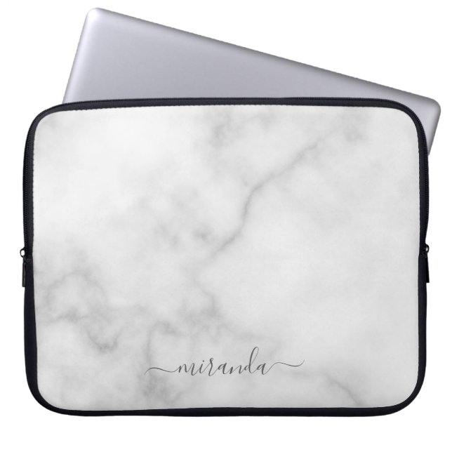 Capa Para Notebook Marble Branco de Nome Personalizado de Script Mode (Frente)