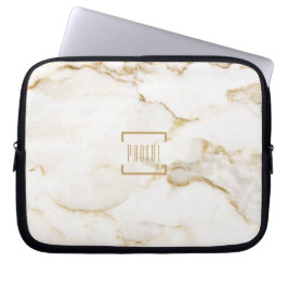 Capa Para Notebook Marble de Efeito Dourado do Nome Personalizado Mod