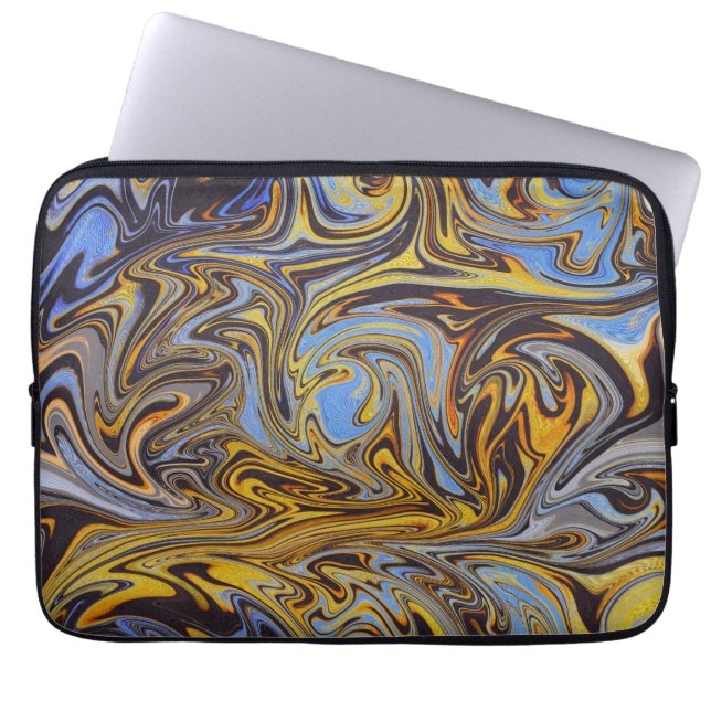 Capa Para Notebook Marble Forms – Blue & Gold Art Mouse Pad (Frente)
