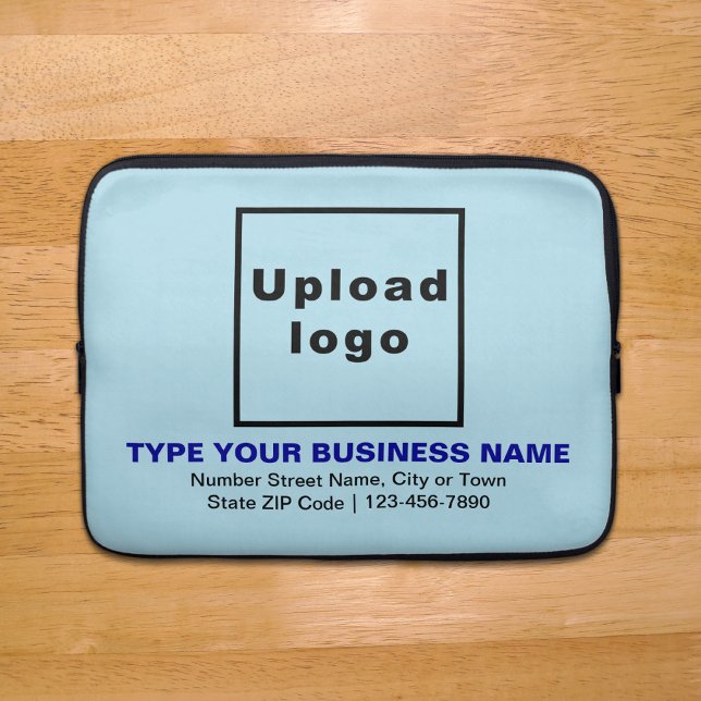 Capa Para Notebook Marca comercial - Bolsa de laptop azul claro (Your business brand on light blue laptop sleeve.)
