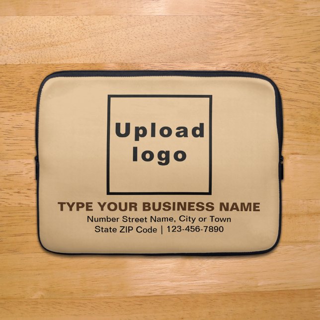 Capa Para Notebook Marca comercial Bolsa de laptop castanha clara (Your business brand on light brown laptop sleeve.)