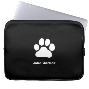 Capa Para Notebook Marca de Pata Branca no Preto - Texto e Cor Person