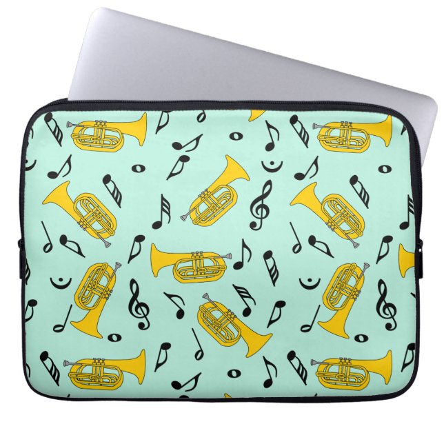 Capa Para Notebook Marching Baritone Music Notes Bass Clefs (Frente)