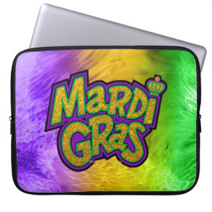 Capa Para Notebook Mardi Gras do SlipperyJoe's festival verde roxo