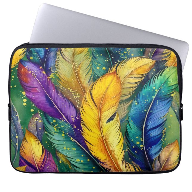 Capa Para Notebook Mardi Gras Feather, de Aquarela (Frente)