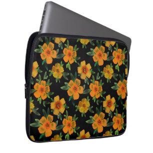 Capa Para Notebook Margarida Dourada Floresce no Preto