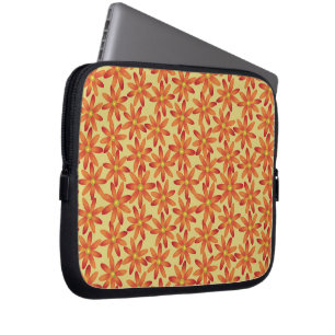 Capa Para Notebook Margarida Floral Retro Sunburst em Amarelo Quente