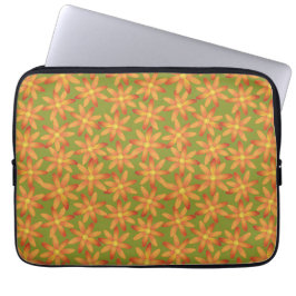 Capa Para Notebook Margarida Floral Retro Sunburst em Oliva Dourada
