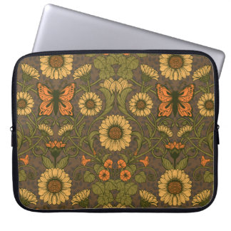 Capa Para Notebook Margaridas Art Nouveau em azul e amarelo