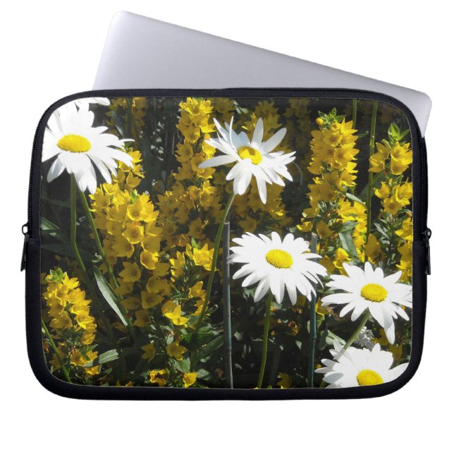 Capa Para Notebook Margaridas Brancas Brilhantes (Frente)