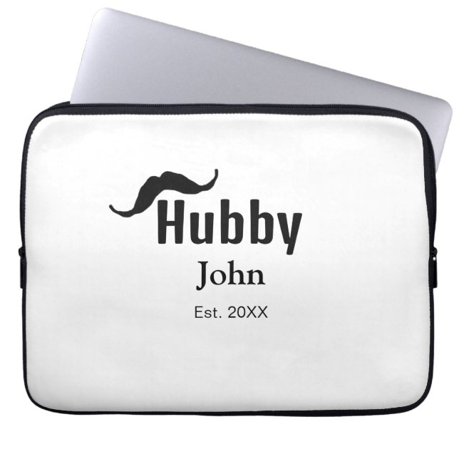 Capa Para Notebook marido Hubby adiciona nome data ano bigode simples (Frente)