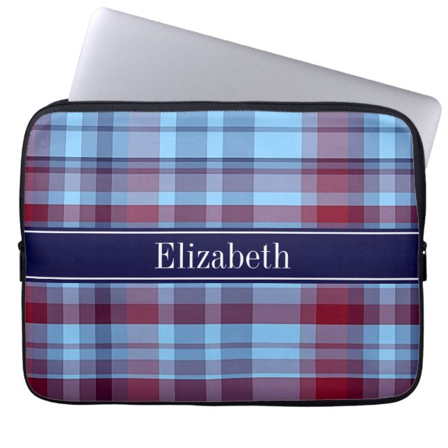 Capa Para Notebook Marinho Azul Céu Borgonha Pré-Disquete Madras N Mo (Frente)