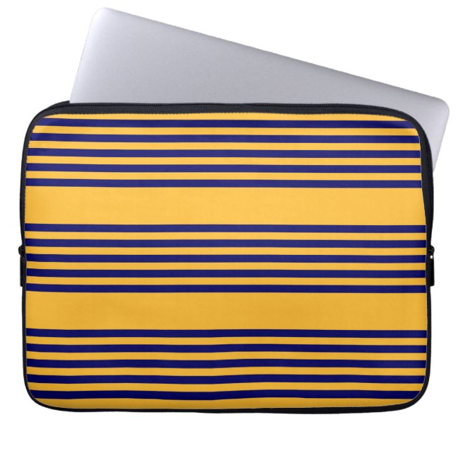 Capa Para Notebook Marinho azul e amarelo ensolarado cinco faixas (Frente)