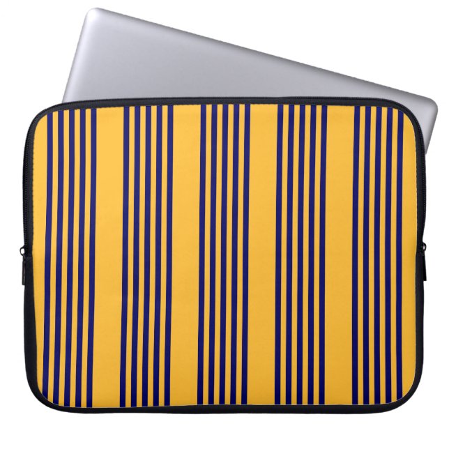 Capa Para Notebook Marinho azul e amarelo ensolarado cinco faixas (Frente)