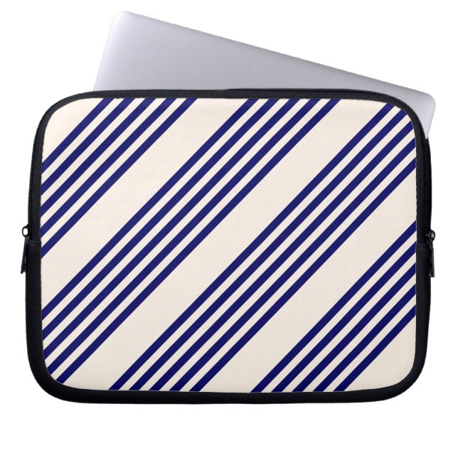 Capa Para Notebook Marinho azul e bege cinco faixas (Frente)