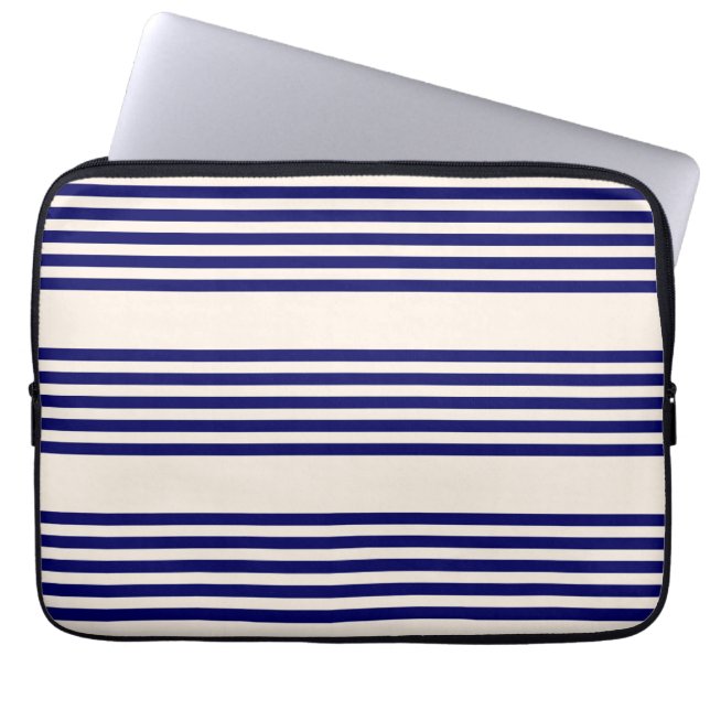 Capa Para Notebook Marinho azul e bege cinco faixas (Frente)