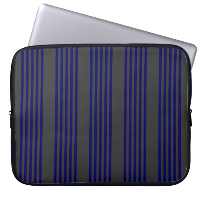 Capa Para Notebook Marinho azul e carvão cinco faixas (Frente)