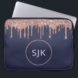 Capa Para Notebook Marinho Azul Rosa Dourado, Monogramas, Glitter<br><div class="desc">Girly Blush Pink - Rosa Dourado e Marinho Blue Faux Glitter Drives e Sparkle Elegant Monogrammed Initials Case. Esse caso pode ser personalizado para incluir seu nome inicial e próprio.</div>