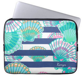 Capa Para Notebook Marinho Blue Stripe Seashell