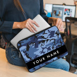 Capa Para Notebook Marinho Camuflagem Azul Seu nome Personaliza<br><div class="desc">Padrão de camuflagem elegante,  na moda e sofisticado em cor azul marinho. Presente moderno e moderno,  perfeito para o amante militar em sua vida. Personalize adicionando o seu nome,  apelido,  monograma ou iniciais.</div>