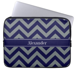 Capa Para Notebook Marinho, Carvões LG Chevron Marinho Blue Name Mono