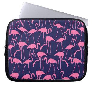 Capa Para Notebook Marinho e teste padrão cor-de-rosa do flamingo