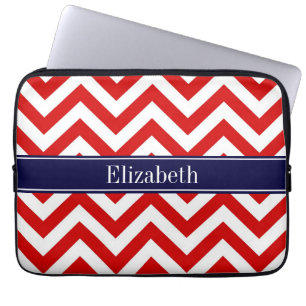 Capa Para Notebook Marinho LG Branco Vermelho Cevron Azul Nome Monog