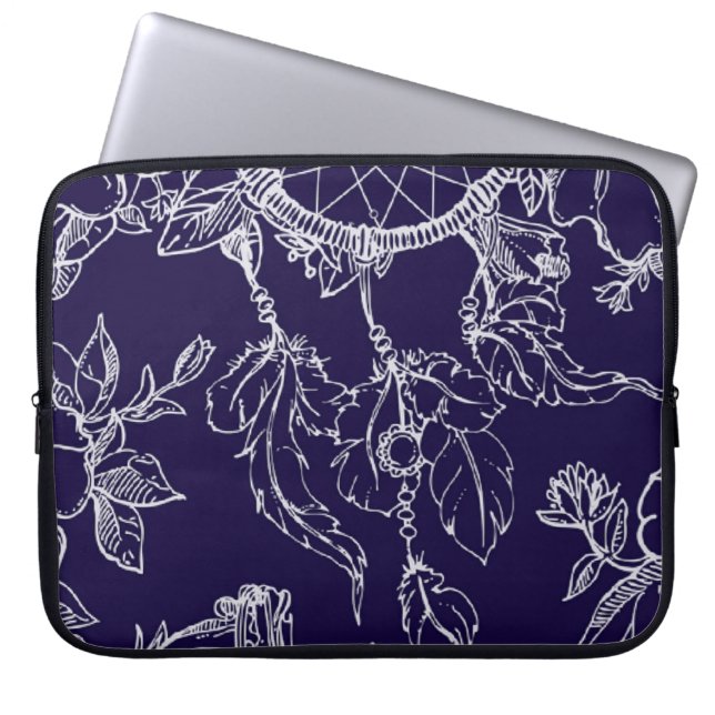 Capa Para Notebook Marinho Moderno Blue Lace Dreamcatcher (Frente)