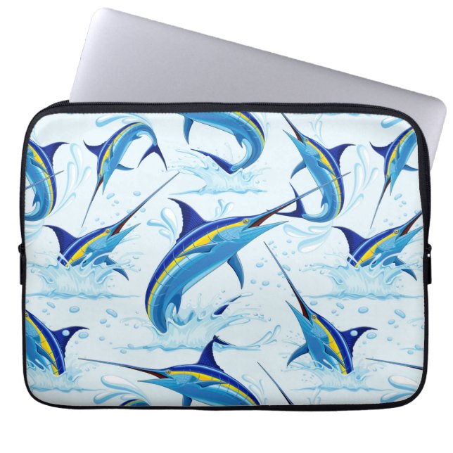 Capa Para Notebook Marlin Azul Saltando do Oceano (Frente)