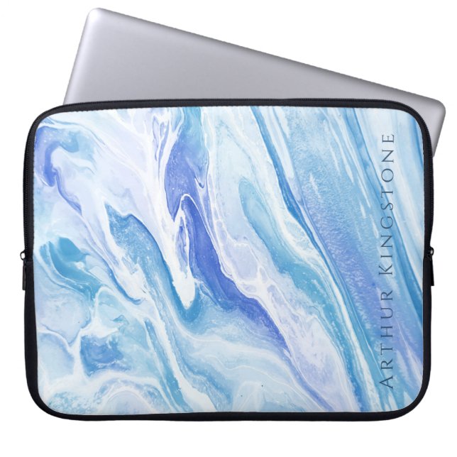 Capa Para Notebook Mármore azul de paisagem turquesa personalizável (Frente)