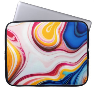 Capa Para Notebook Mármore azul-preto-branco-cor-de-rosa