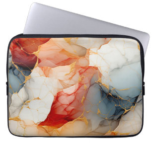 Capa Para Notebook Mármore Bege e Marfim com Veias Douradas