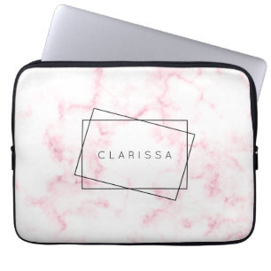 Capa Para Notebook mármore branco, branco, rosa pastel moderno e ele