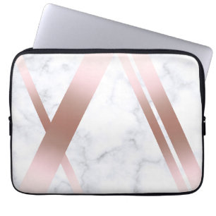 Capa Para Notebook Mármore branco rosa de ouro Elegante na moda